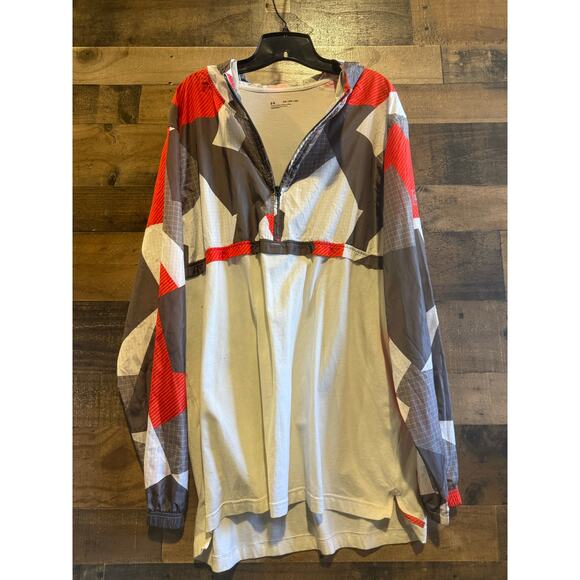 Under Armour Men Sportstyle Wind Anorak Hood Jacket-White/Red/Grey-2XL - Picture 6 of 8